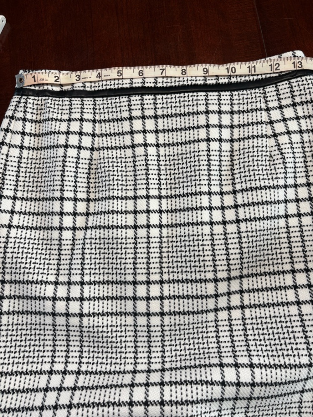 White House Black Market Black and White Plaid Mini Skirt - Picture 3 of 5